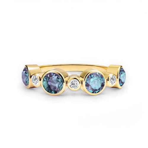 Barrington Alexandrite Band Ring with Diamonds in 14k Gold (June)