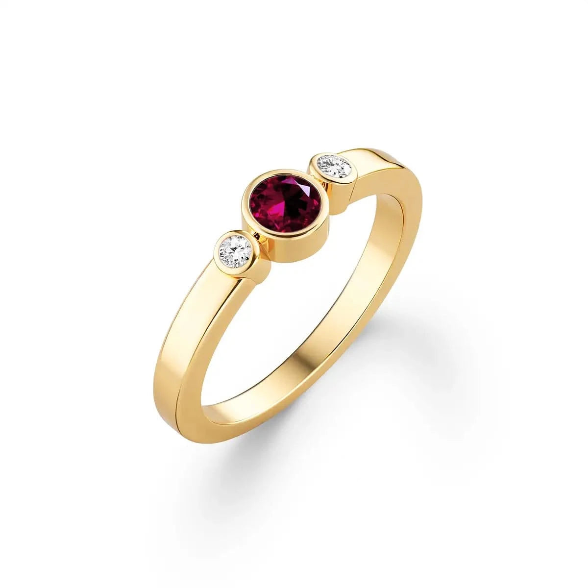 Barrington Ruby Ring with Diamond Side Stones in 14k Gold (July)