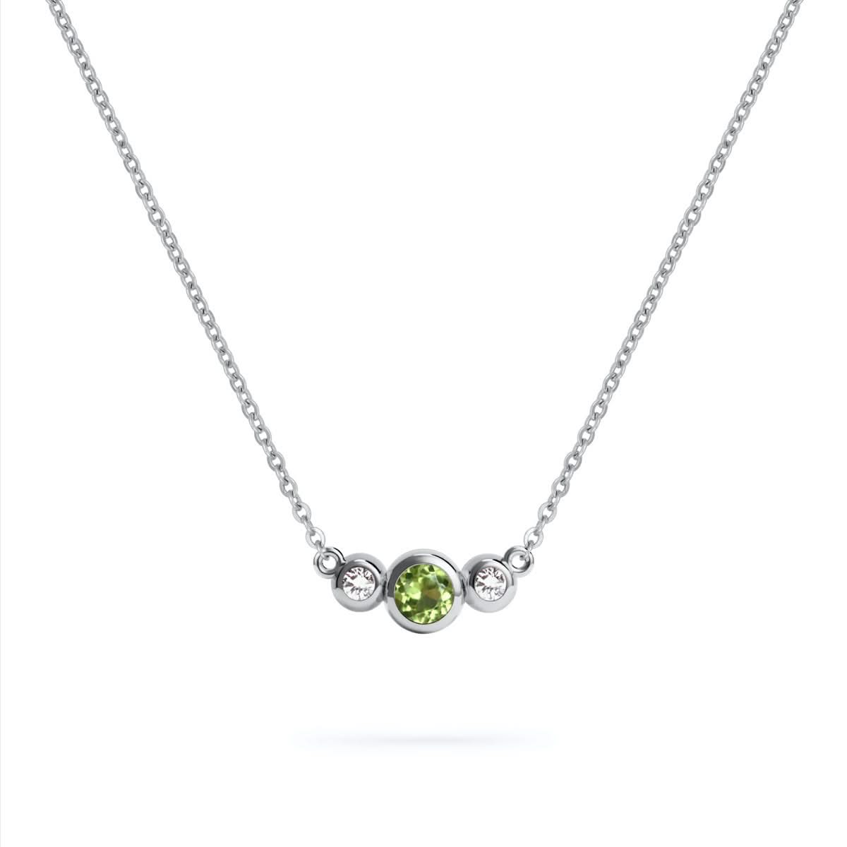 Barrington Peridot Necklace with Diamond Side Stones (August)