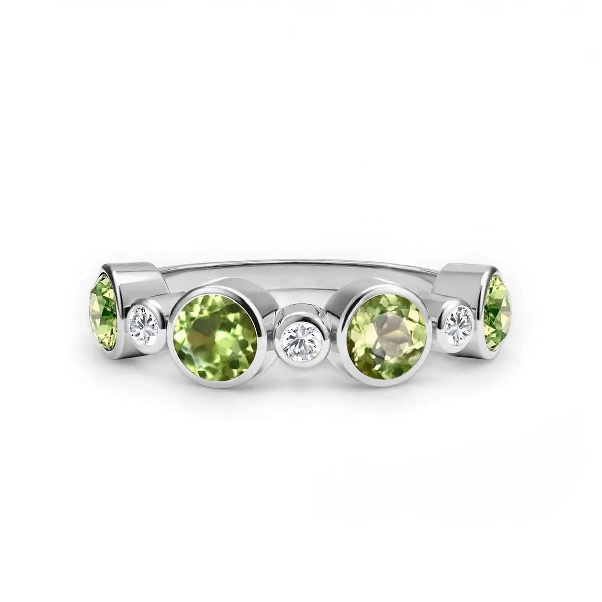 Barrington Peridot Band Ring with Diamonds in 14k Gold (August)