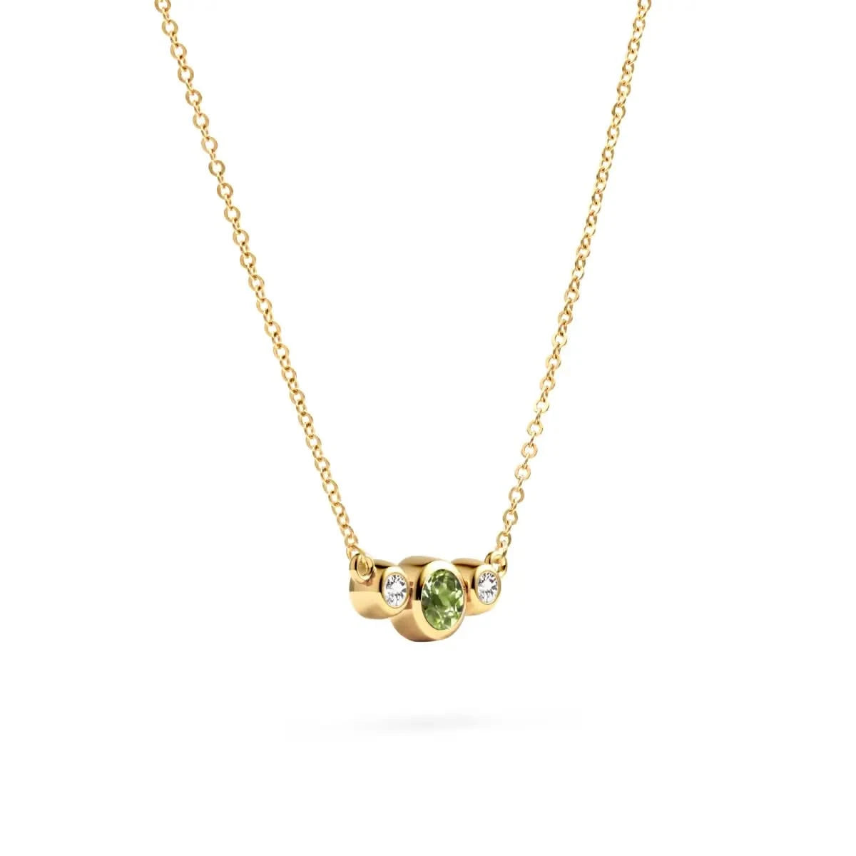 Barrington Peridot Necklace with Diamond Side Stones (August)