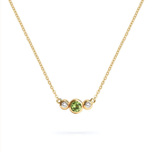 Barrington Peridot Necklace with Diamond Side Stones (August)