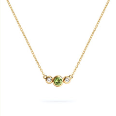 Barrington Peridot Necklace with Diamond Side Stones (August)