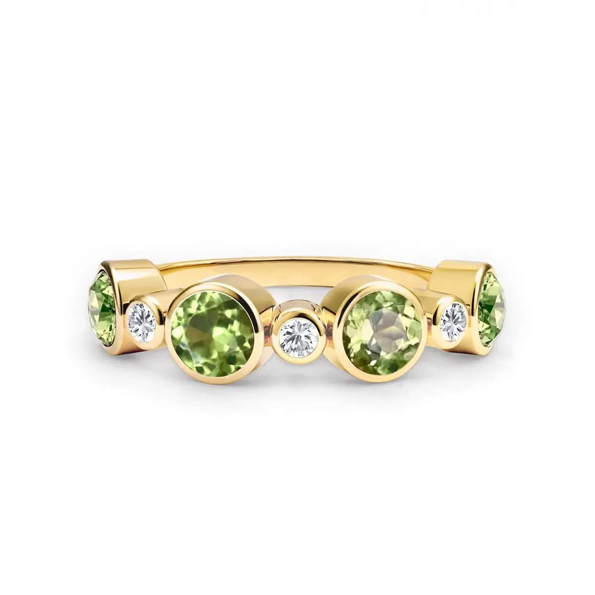 Barrington Peridot Band Ring with Diamonds in 14k Gold (August)