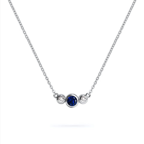 Barrington Sapphire Necklace with Diamond Side Stones (September) - White Gold