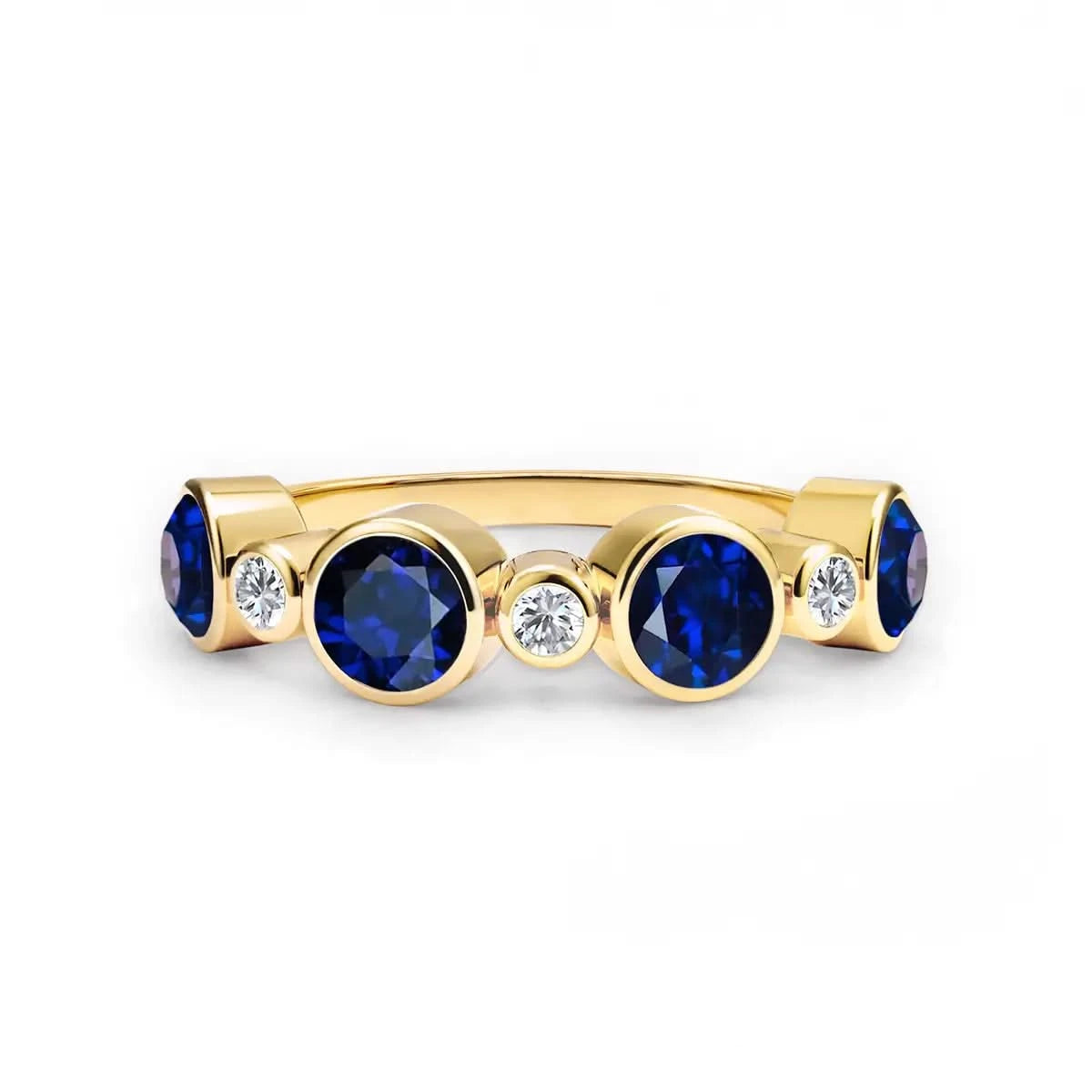 Barrington Sapphire Band Ring with Diamonds in 14k Gold (September)