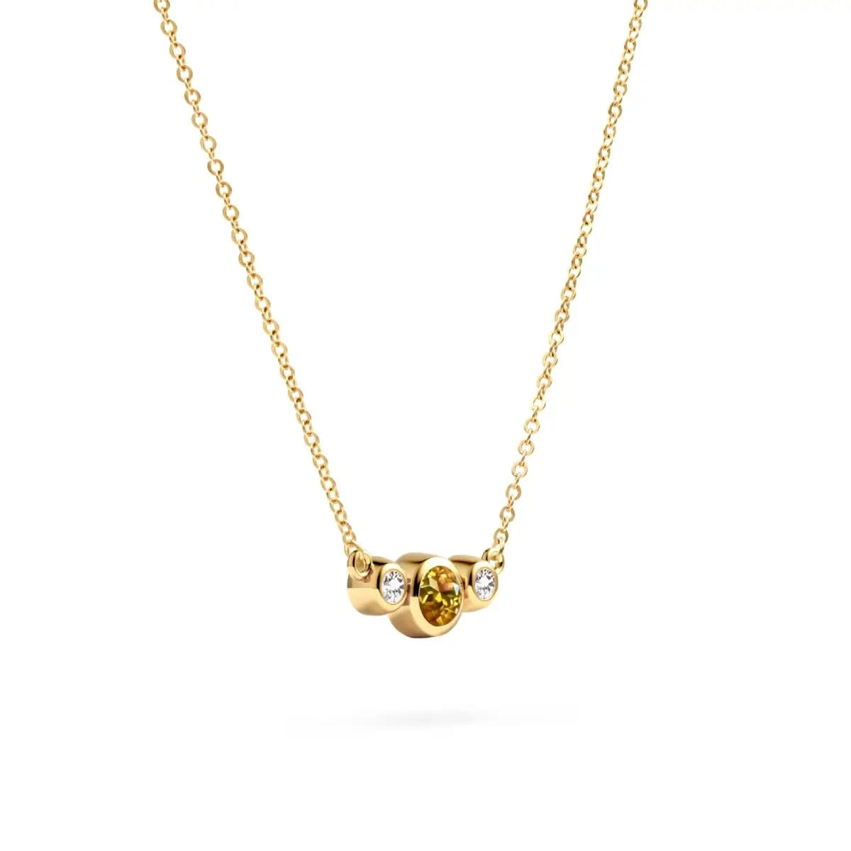Barrington Citrine Necklace with Diamond Side Stones (November)