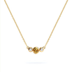 Barrington Citrine Necklace with Diamond Side Stones (November)