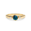 Barrington Atlantic Blue Topaz Ring with Diamond Side Stones in 14k Gold (December)