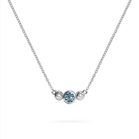 Barrington Nantucket Blue Topaz Necklace with Diamond Side Stones (December) - White Gold