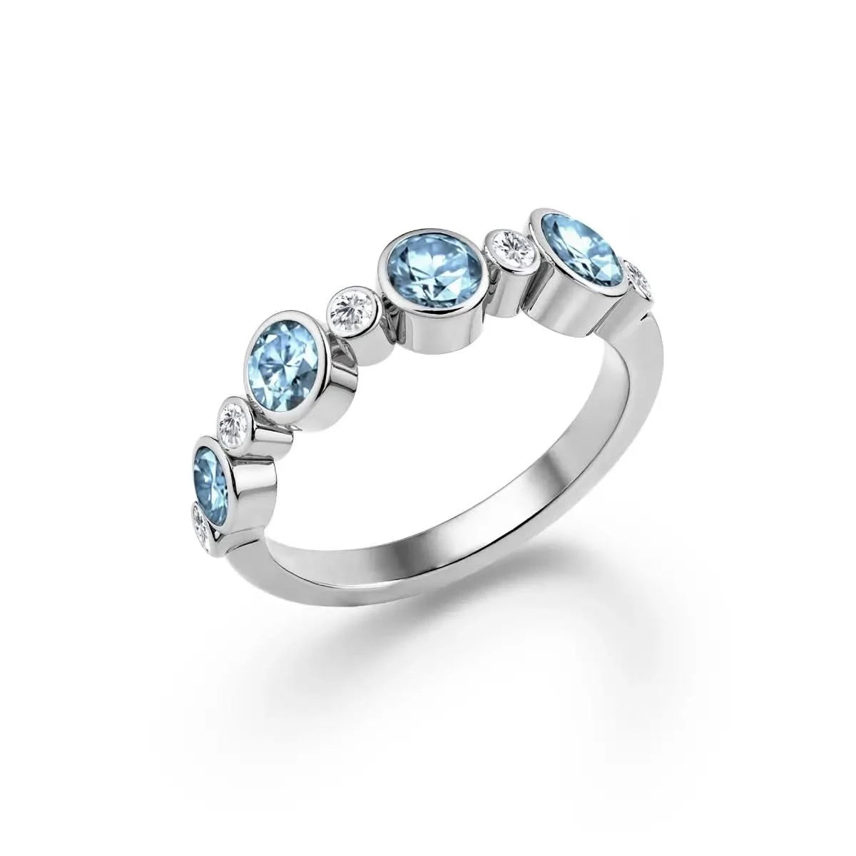 Barrington Nantucket Blue Topaz Band Ring with Diamonds in 14k Gold (December)