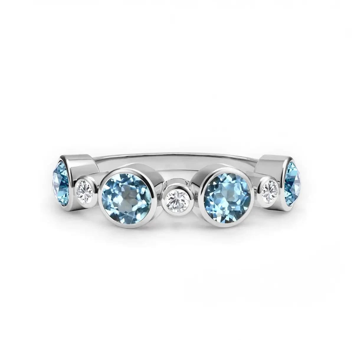 Barrington Nantucket Blue Topaz Band Ring with Diamonds in 14k Gold (December)