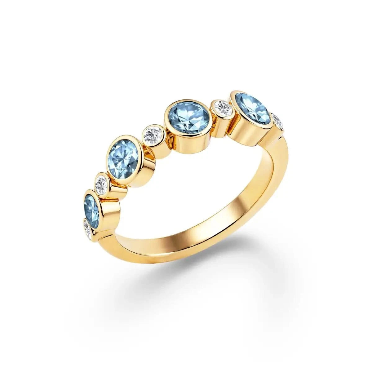 Barrington Nantucket Blue Topaz Band Ring with Diamonds in 14k Gold (December)
