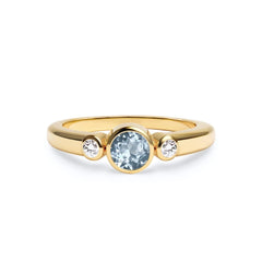 Barrington Aquamarine Ring with Diamond Side Stones in 14k Gold (March)