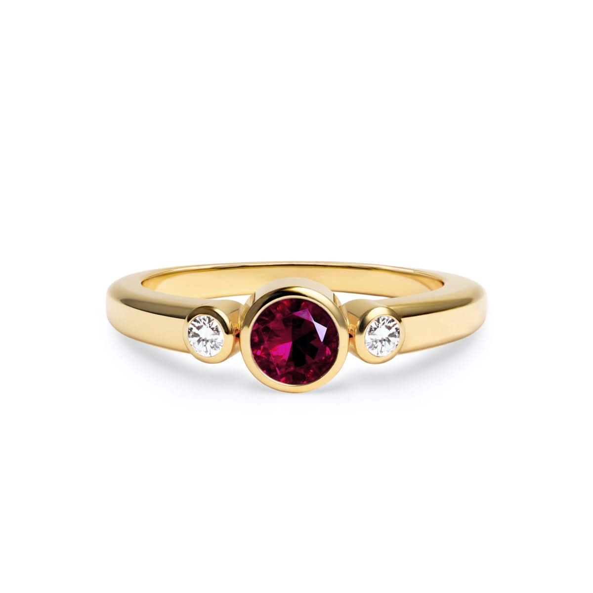 Barrington Ruby Ring with Diamond Side Stones in 14k Gold (July)