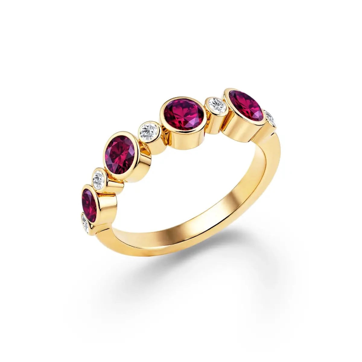 Barrington Ruby Band Ring with Diamonds in 14k Gold (July)
