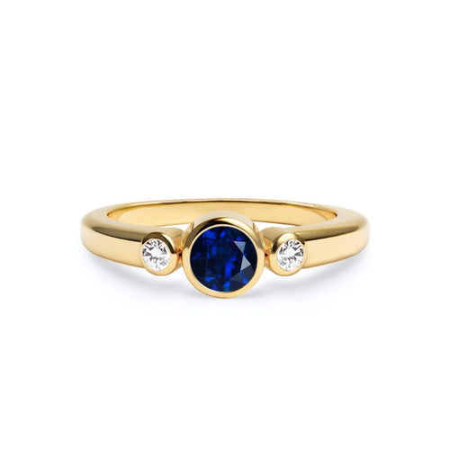 Barrington Sapphire Ring with Diamond Side Stones in 14k Gold (September)