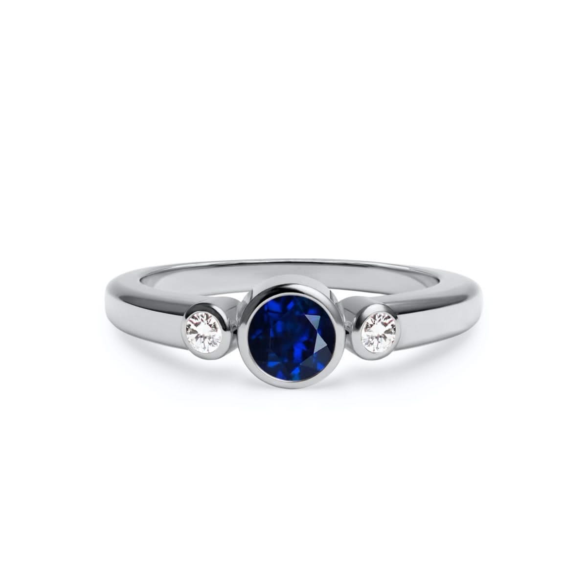 Barrington Sapphire Ring with Diamond Side Stones in 14k Gold (September)