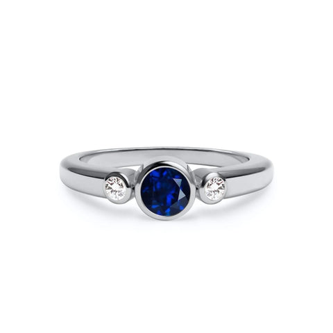 Barrington Sapphire Ring with Diamond Side Stones in 14k Gold (September) - White Gold