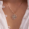 Compass White Topaz & Diamond Pendant in 14k Gold (April)