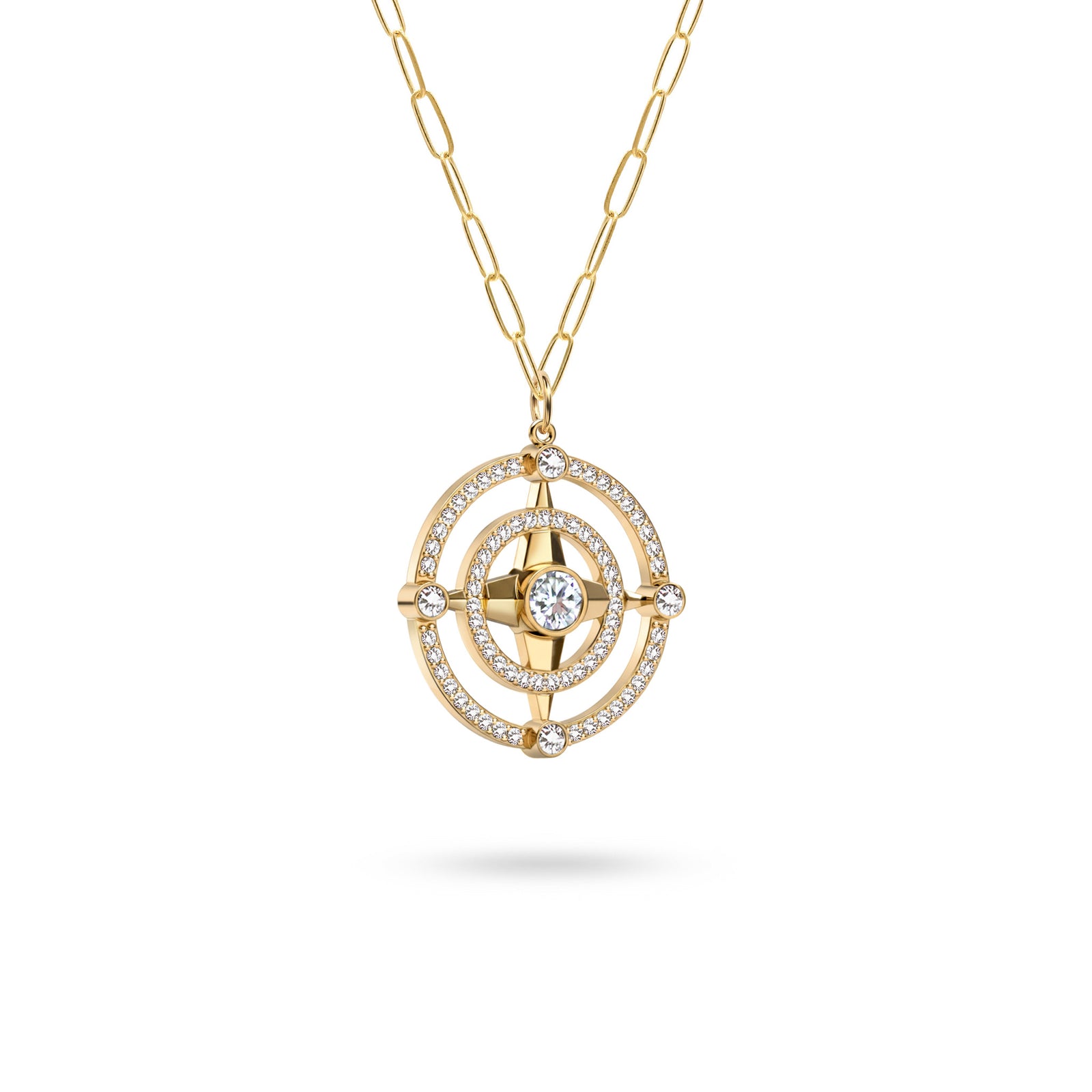 Compass Birthstone Pendant in 14k Gold