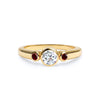 Barrington Diamond Ring with Garnet Side Stones in 14k Gold (January)