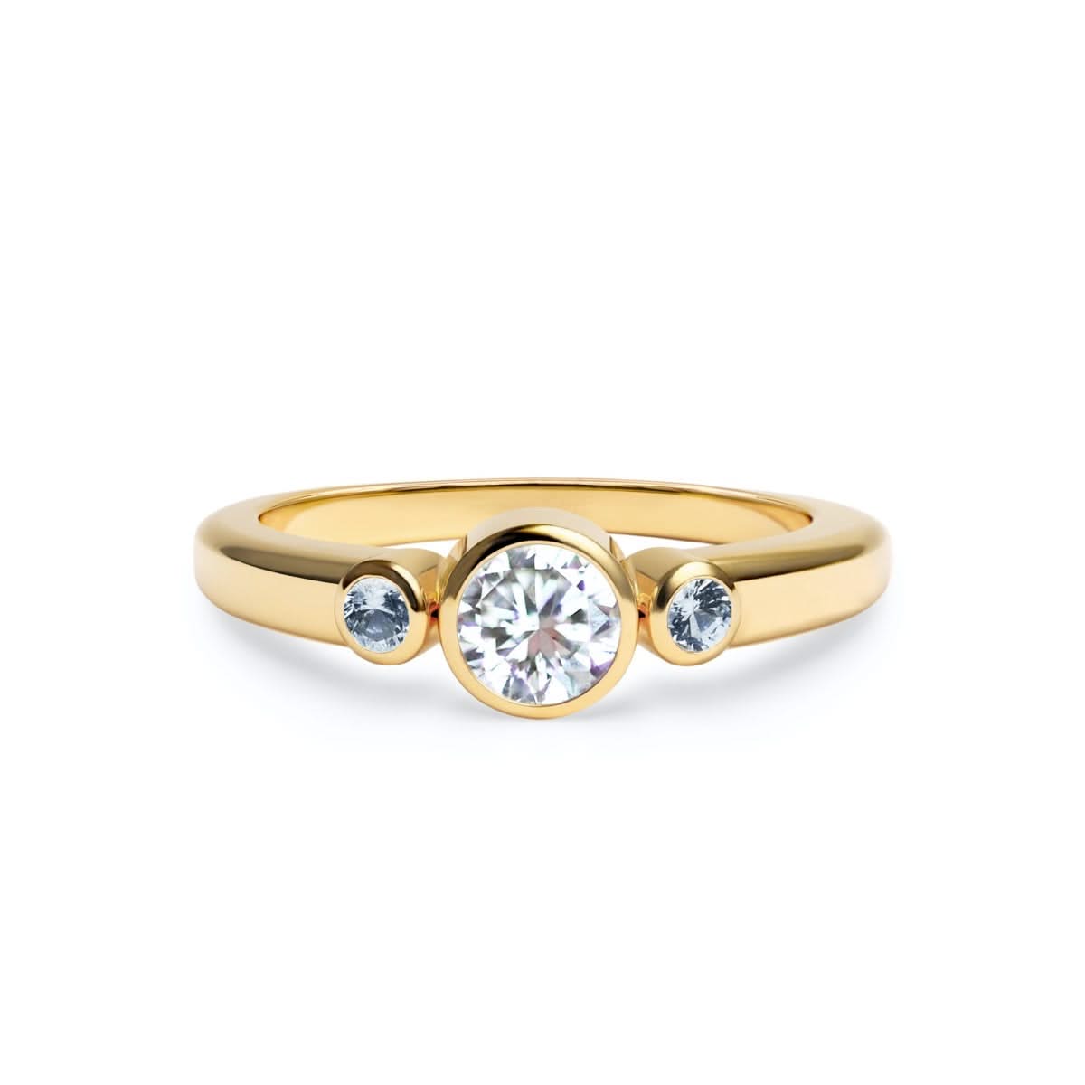 Barrington Diamond Ring with Aquamarine Side Stones in 14k Gold (March)