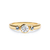 Barrington Diamond Ring with Aquamarine Side Stones in 14k Gold (March)