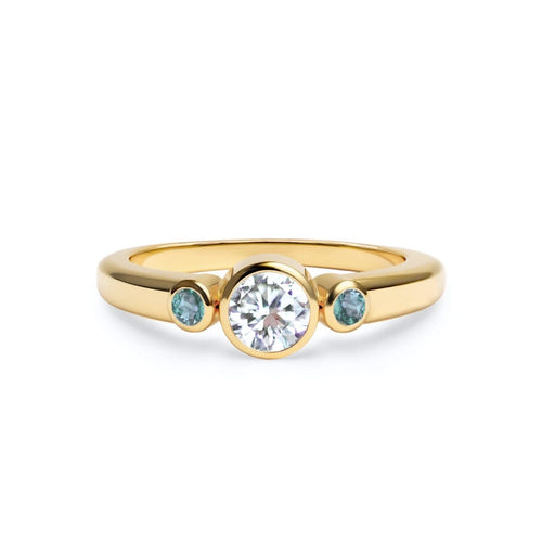 Barrington Diamond Ring with Alexandrite Side Stones in 14k Gold (June)