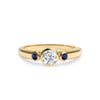 Barrington Diamond Ring with Sapphire Side Stones in 14k Gold (September)