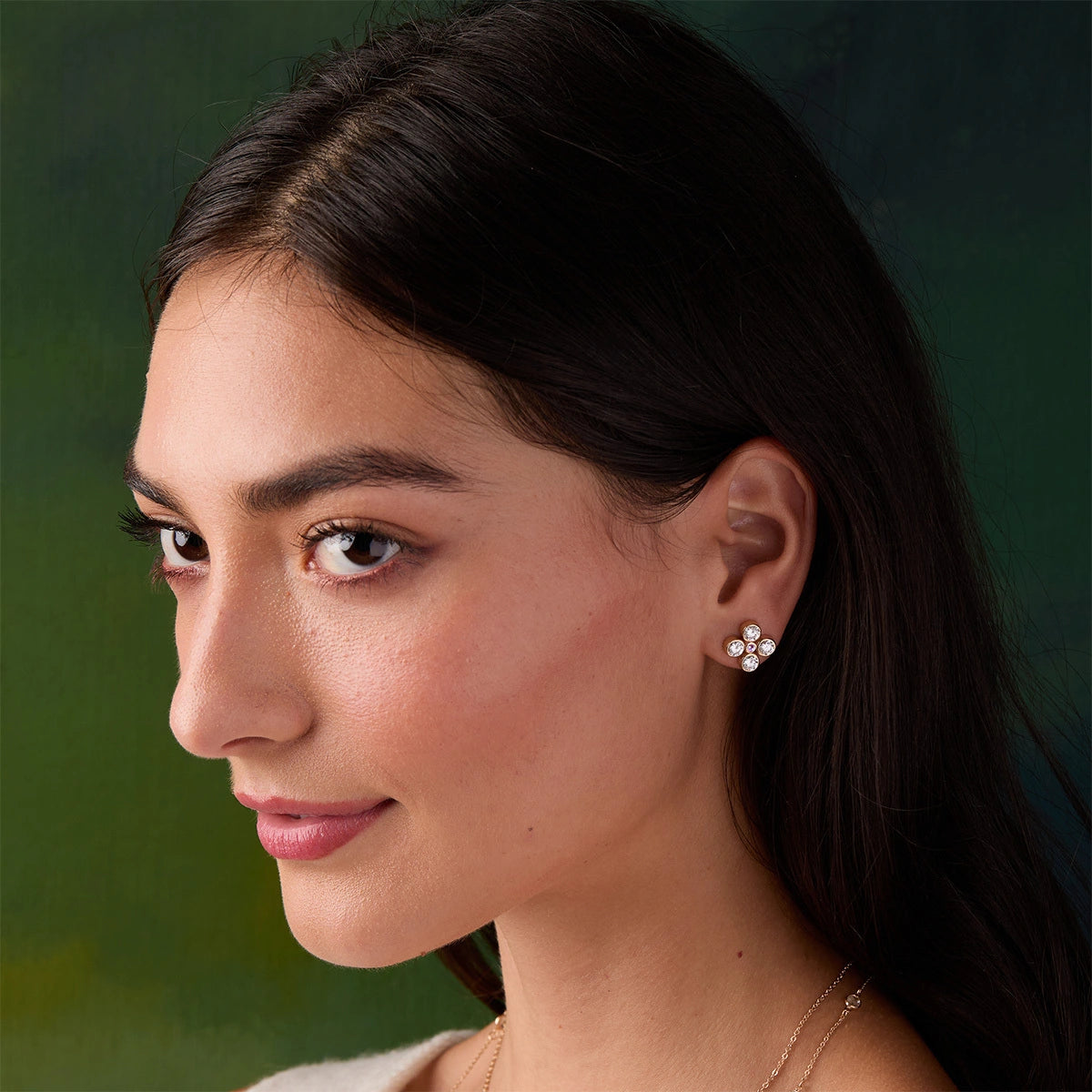 Barrington Quatrefoil Diamond & Pink Sapphire Earrings in 14k Gold (October)