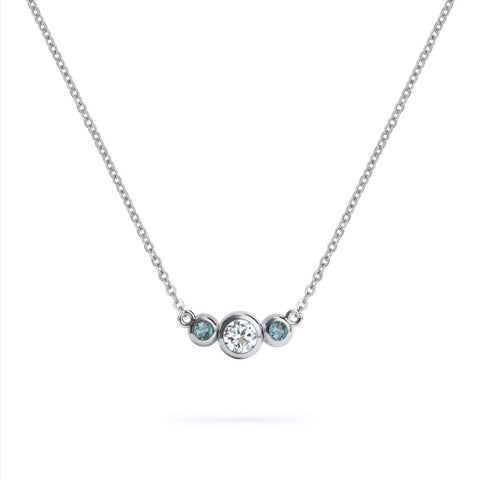 Barrington Diamond Necklace with Alexandrite Side Stones in 14k Gold (June) - White Gold