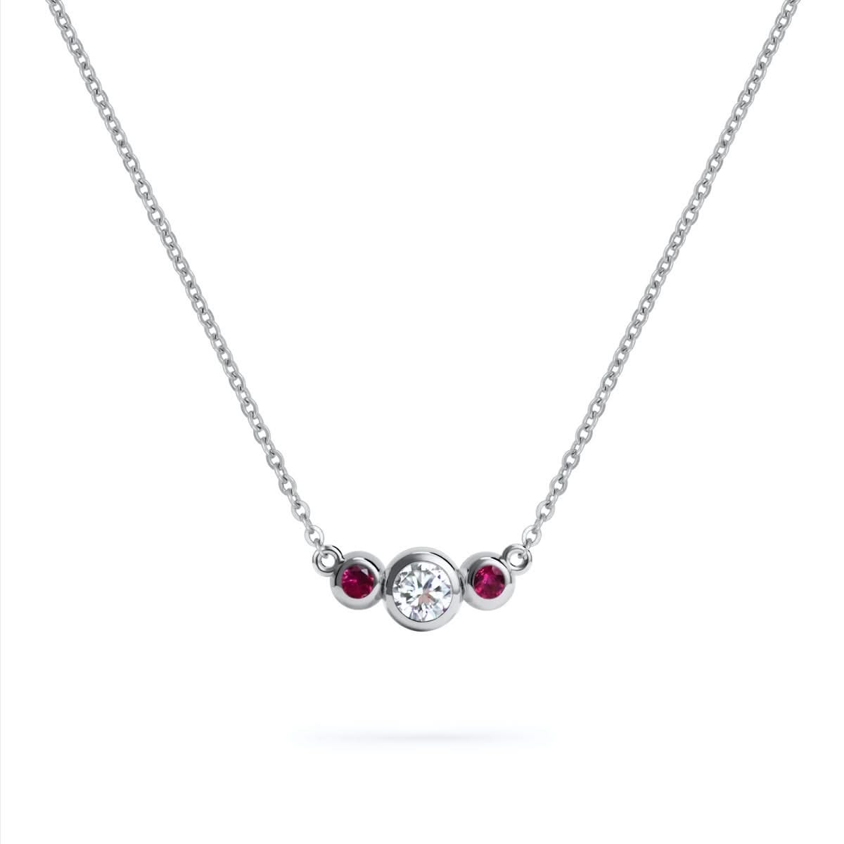 Barrington Diamond Necklace with Ruby Side Stones in 14k Gold (July)
