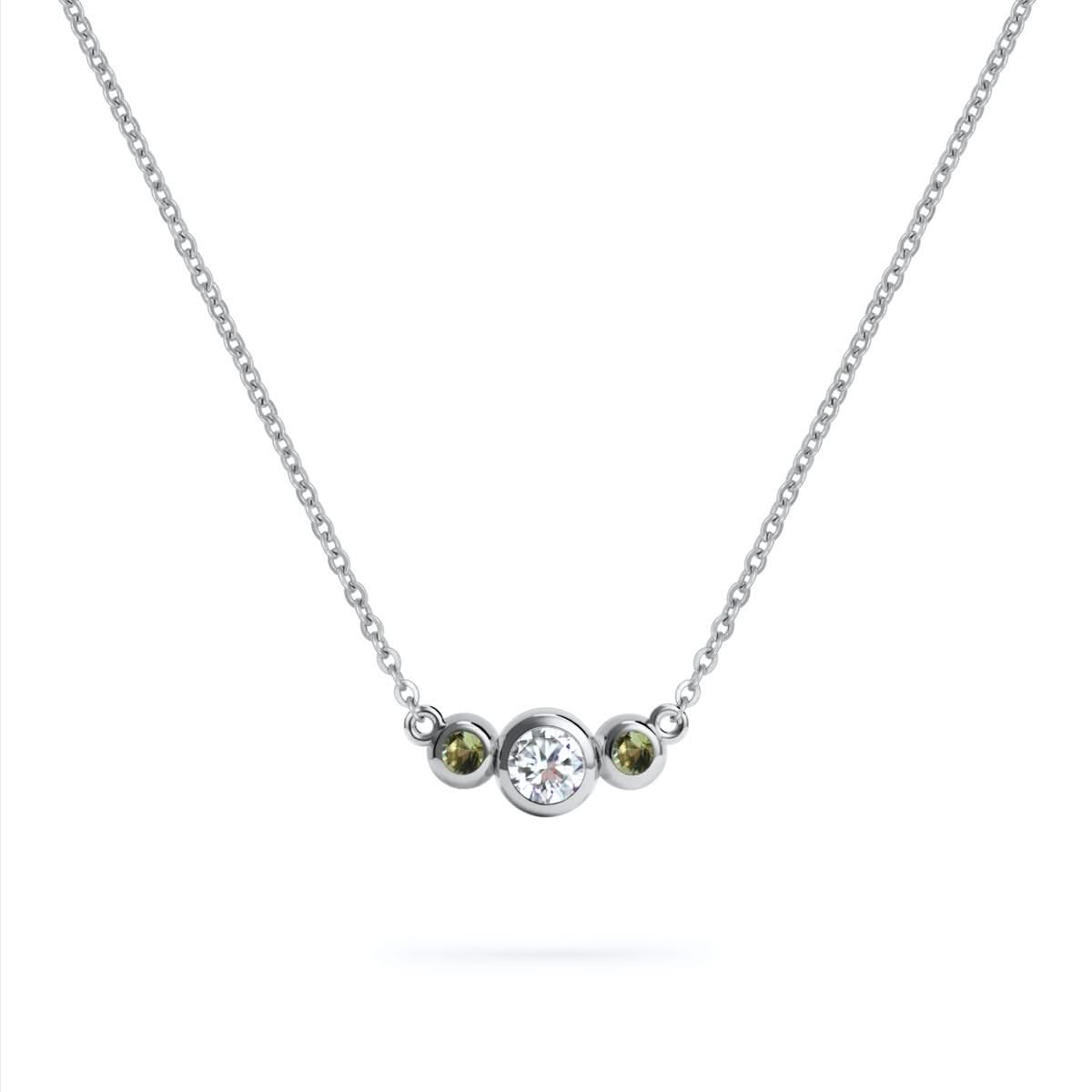 Barrington Diamond Necklace with Peridot Side Stones (August)