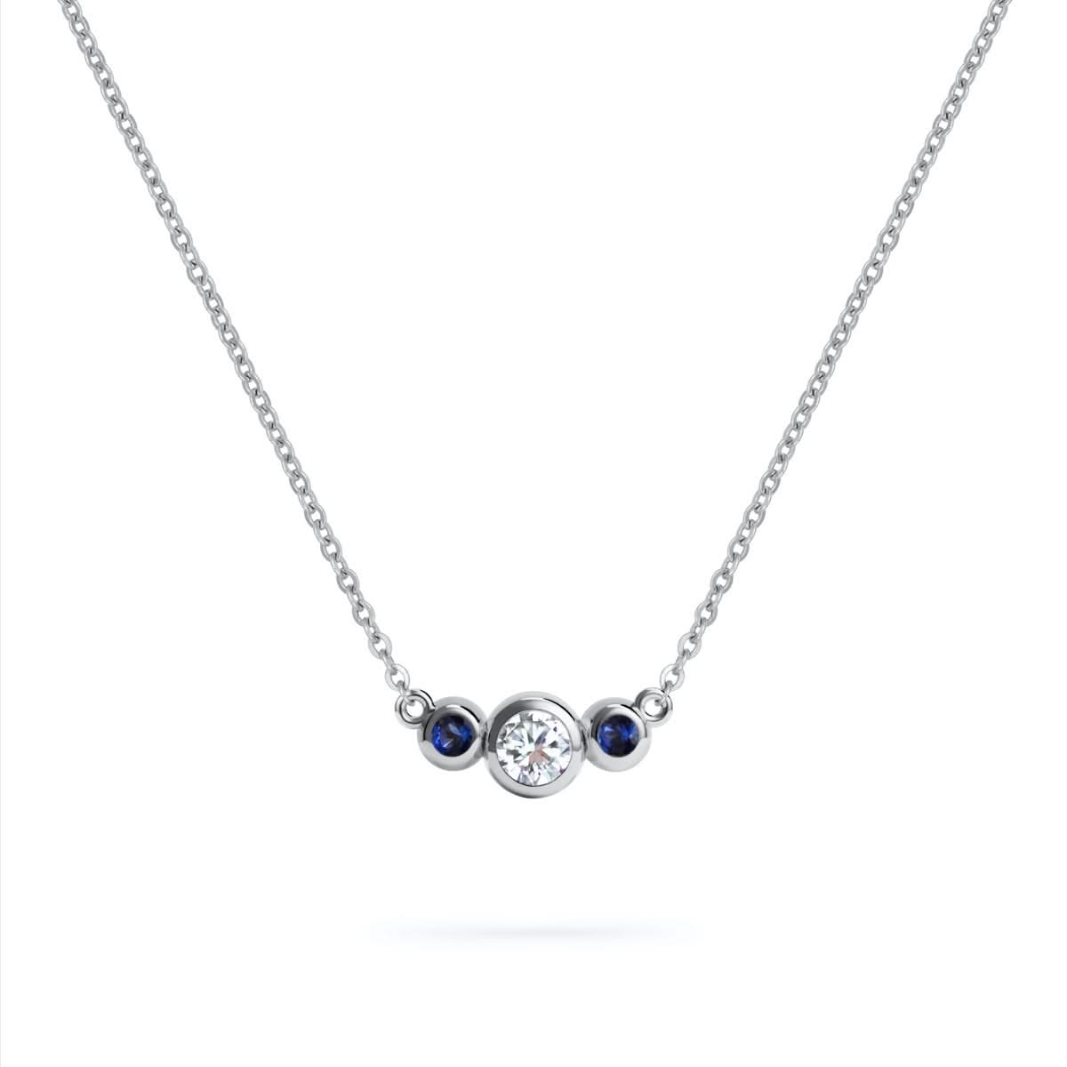 Barrington Diamond Necklace with Sapphire Side Stones (September)