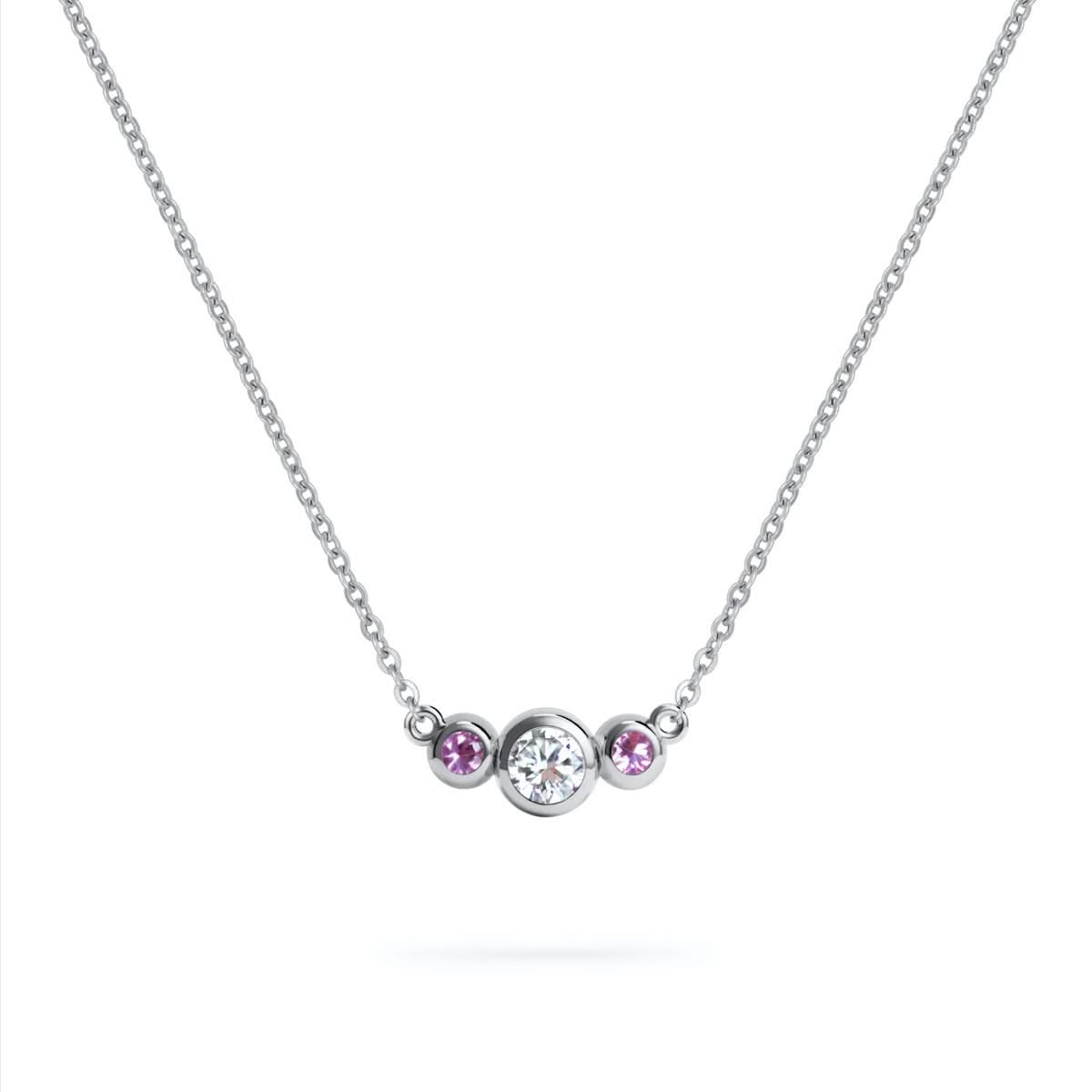 Barrington Diamond Necklace with Pink Sapphire Side Stones in 14k Gold (October)