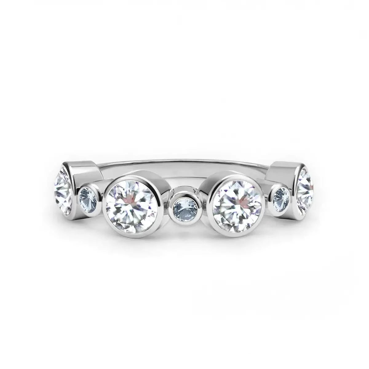 Barrington Diamond Band Ring with Aquamarines in 14k Gold (March)