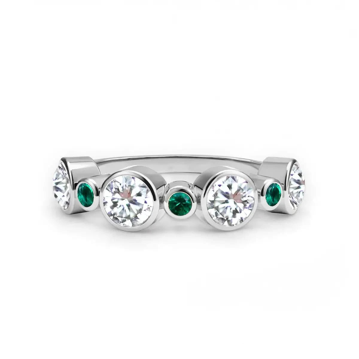 Barrington Diamond Band Ring with Emeralds in 14k Gold (May)
