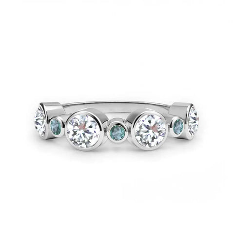 Barrington Diamond Band Ring with Alexandrites in 14k Gold (June) - White Gold
