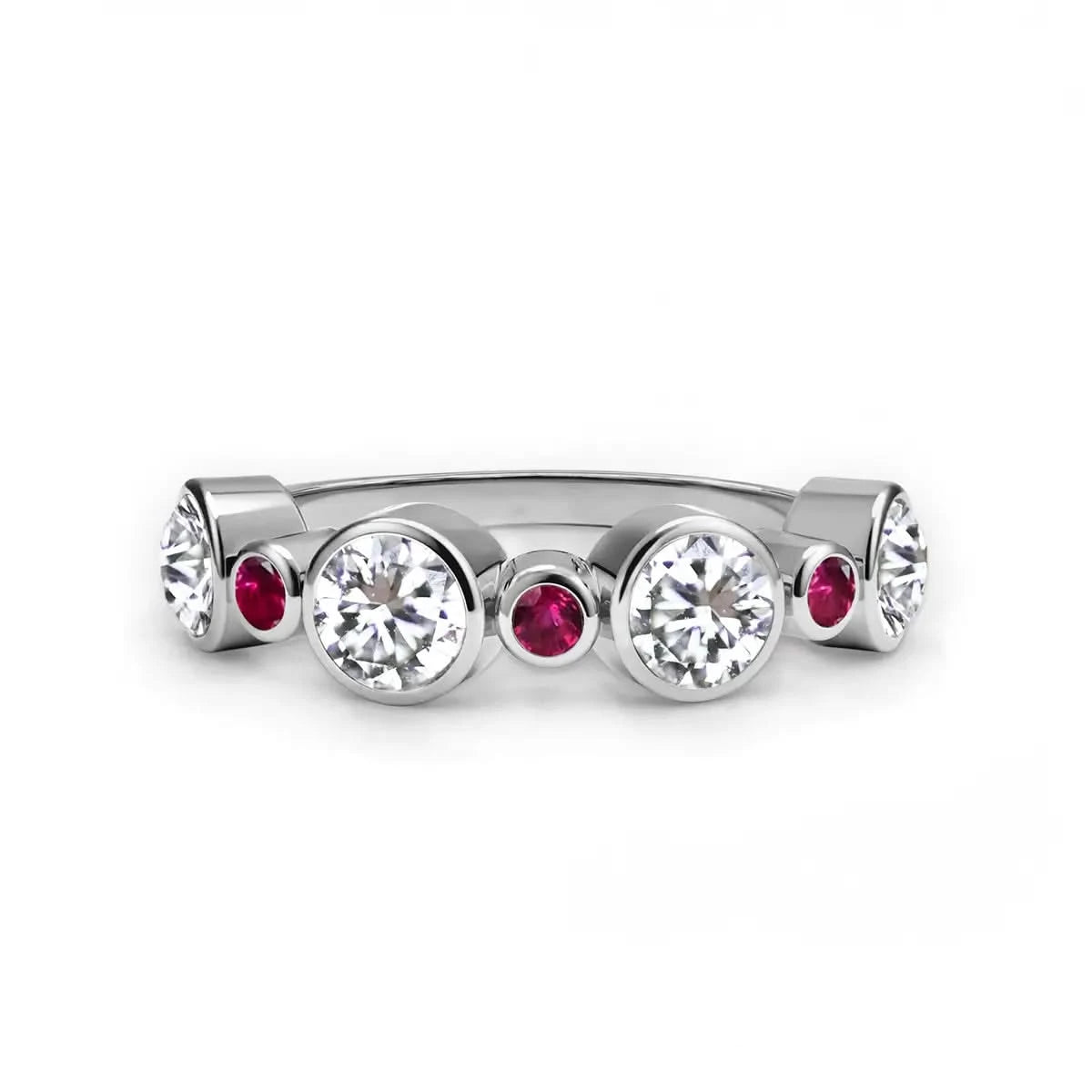 Barrington Diamond Band Ring with Rubies in 14k Gold (July)