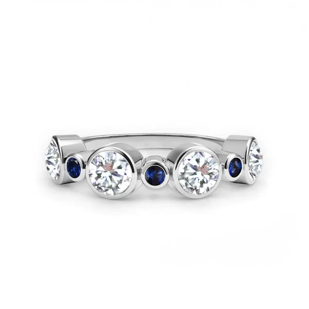 Barrington Diamond Band Ring with Sapphires in 14k Gold (September)