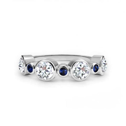Barrington Diamond Band Ring with Sapphires in 14k Gold (September) - White Gold