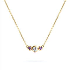 Barrington Diamond Necklace with Amethyst Side Stones (February)
