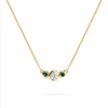Barrington Diamond Necklace with Emerald Side Stones in 14k Gold (May)