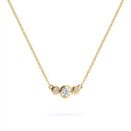 Barrington Diamond Necklace with Opal Side Stones (October)