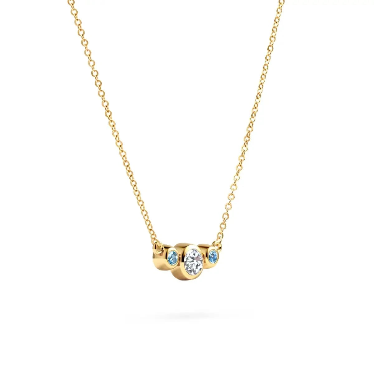 Barrington Diamond Necklace with Nantucket Blue Topaz Side Stones (December)