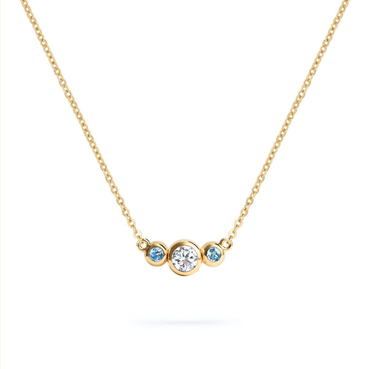 Barrington Diamond Necklace with Nantucket Blue Topaz Side Stones (December)