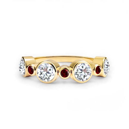 Barrington Diamond Band Ring with Garnets in 14k Gold (January)
