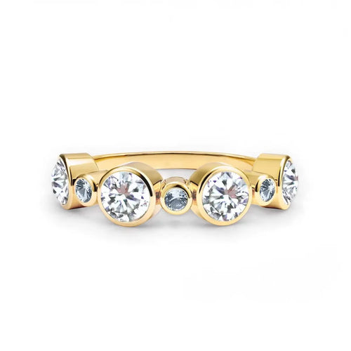 Barrington Diamond Band Ring with Aquamarines in 14k Gold (March)