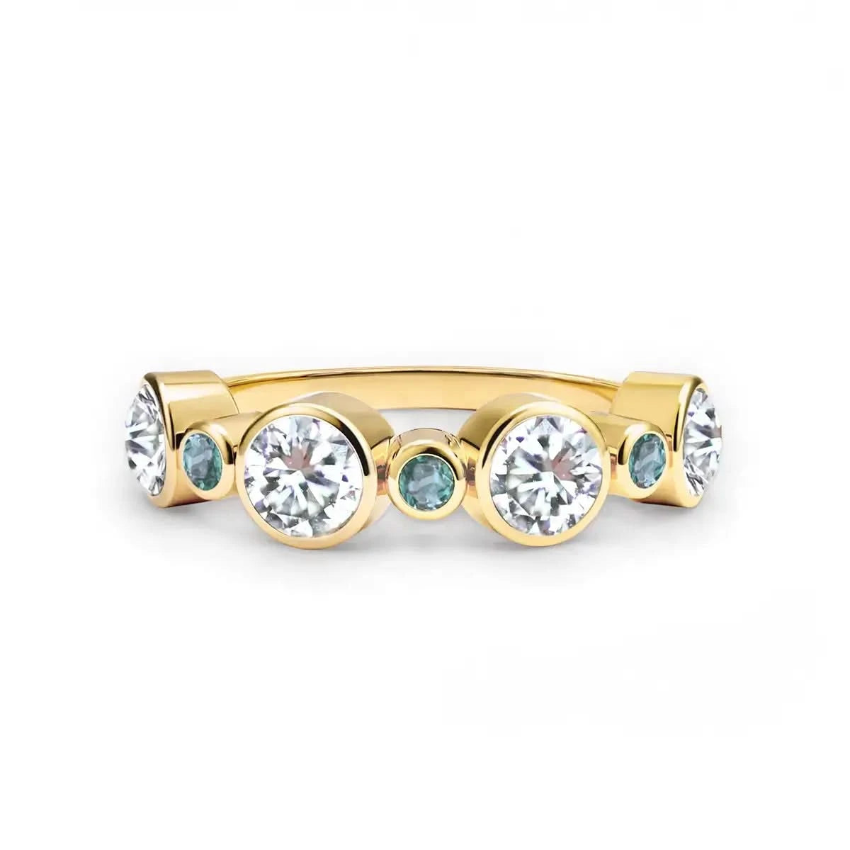 Barrington Diamond Band Ring with Alexandrites in 14k Gold (June)